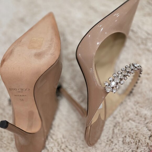 JIMMY CHOO Heels 38 NEW Bing 100MM Embellished Patent Leather Mules - Picture 5 of 5